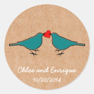 Sticker Rond Bluebirds et Love Heart Mariage