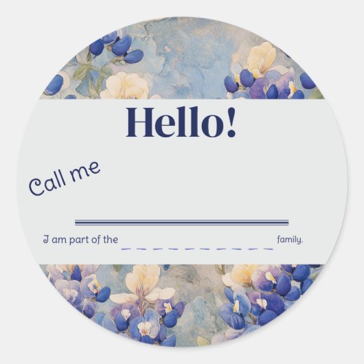 Sticker Rond Bluebonnet, Boho Country, Self Introduction (Devant)