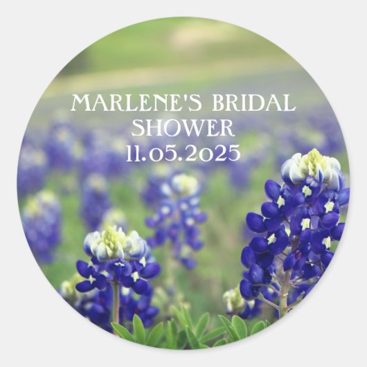 Sticker Rond Bluebonnets Blue Flowers Texas Floral Mariage (Devant)