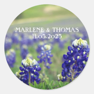 Sticker Rond Bluebonnets Blue Flowers Texas Floral Mariage