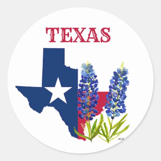 Sticker Rond Bluebonnets Fleurs Bleues Texas Texan State Floral (Devant)