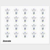 Sticker Rond Bluebonnets Floral Graduation Merci (Feuille)