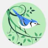 Sticker Rond Bluejay sur la branche de l'arbre (Devant)