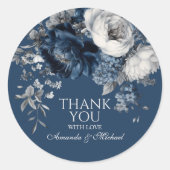Sticker Rond Blues modernes et Mariage floral gris (Devant)