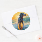 Sticker Rond Bluetick Coonhound Beach Plage Plage de surf Peint (Enveloppe)