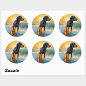 Sticker Rond Bluetick Coonhound Beach Plage Plage de surf Peint (Feuille)
