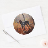 Sticker Rond Bluetick Coonhound en automne Leaves automne Inspi (Enveloppe)