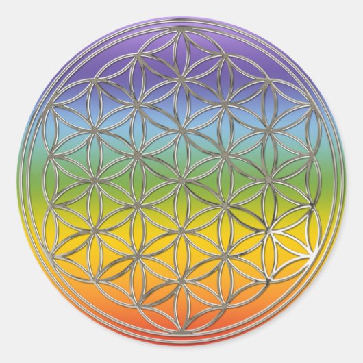 Sticker Rond Blume des Lebens / Fleur de vie | chakren argent (Devant)
