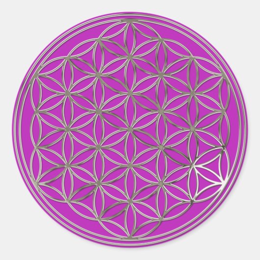 Sticker Rond Blume des Lebens / Fleur de vie | violet argenté (Devant)