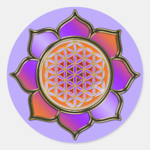 Sticker Rond Blume des Lebens Lotus - violet orange / violet
