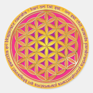 Sticker Rond Blume Des Lebens mit Moola-Mantra