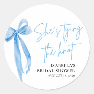Sticker Rond Blush Blue Bow Elle noue la Fête des mariées de no