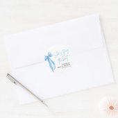 Sticker Rond Blush Blue Bow Elle se marie Shower de mariage (Enveloppe)