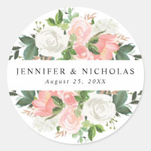 Sticker Rond Blush Floral de printemps Mariage