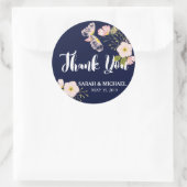 Sticker Rond Blush Floral Gold Frame Marine Blue Custom Wedding (Sac)