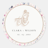 Sticker Rond Blush Gold Fleur Sauvage Mariage Indien Krishna (Devant)