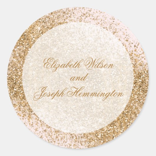 Sticker Rond Blush Gold Parties scintillant Sparkle Mariage élé (Devant)
