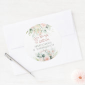 Sticker Rond Blush & Green Spring Juif Hébreu Chuppah (Enveloppe)