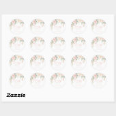 Sticker Rond Blush & Ivory Flowers 70e anniversaire fête (Feuille)