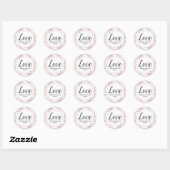 Sticker Rond Blush Marble géométrique Floral Monogramme Amour (Feuille)