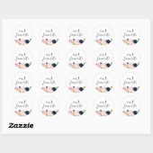 Sticker Rond Blush & Navy Floral Notre favori (Feuille)