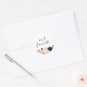 Sticker Rond Blush & Navy Floral Notre favori (Enveloppe)