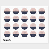 Sticker Rond Blush Navy Mariage moderne (Feuille)