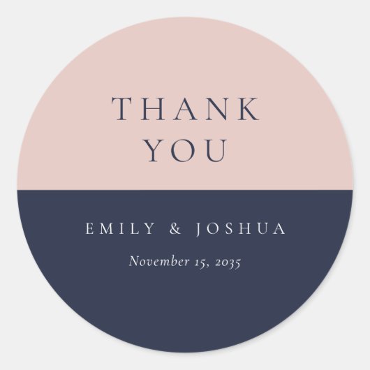 Sticker Rond Blush Navy Mariage moderne (Devant)