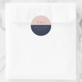 Sticker Rond Blush Navy Mariage moderne (Sac)