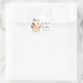 Sticker Rond Blush & Peach Rustic Floral Merci (Sac)