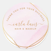 Sticker Rond Blush Pink Gold Circle Merci d'affaires (Devant)