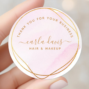 Sticker Rond Blush Pink Gold Circle Merci d'affaires