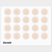 Sticker Rond Blush Pink Gold Sweet 16e fête d'anniversaire Favo (Feuille)