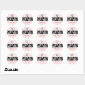Sticker Rond Blush Pink Photo Black Script Hair Stylist  (Feuille)
