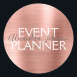 Sticker Rond Blush Pink - Rose Gold Foil Event Planner Seal<br><div class="desc">Blush Pink - Rose Gold Foil Event Planner Envelope ou emballage cadeau Seal. Le nom et la profession du contact commercial peuvent être changés pour être utilisés pour n'importe quel type d'entreprise. Veuillez contacter le concepteur pour obtenir d'autres articles correspondants.</div>