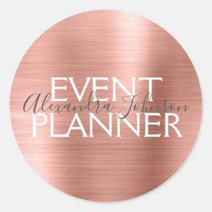 Sticker Rond Blush Pink - Rose Gold Foil Event Planner Seal
