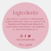 Sticker Rond Blush Pink Round Ingredients Product Label  (Devant)