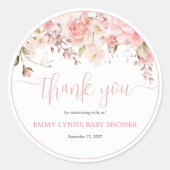 Sticker Rond Blush Pink Script Baby Shower Thank You (Devant)