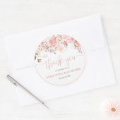 Sticker Rond Blush Pink Script Baby Shower Thank You (Enveloppe)