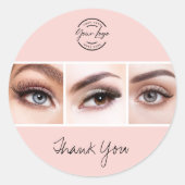 Sticker Rond Blush Pink Script Logo Photo Lashes Thank You (Devant)