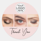 Sticker Rond Blush Pink Script Logo Photo Lashes Thank You (Devant)