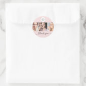 Sticker Rond Blush Pink Script Logo Photo Makeup Thank You (Sac)