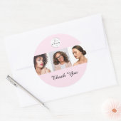 Sticker Rond Blush Pink Script Logo Photo Makeup Thank You (Enveloppe)