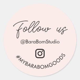 Sticker Rond Blush Pink Suivez-nous sur Instagram Package