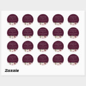 Sticker Rond Blush Plum Floral Wedding Favoriser (Feuille)