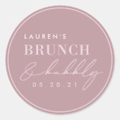 Sticker Rond Blush rose calligraphie Bridal Brunch et Bubbly Cl (Devant)