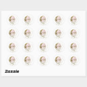 Sticker Rond Blush Rose Doré Monogramme Aquarelle Céleste (Feuille)