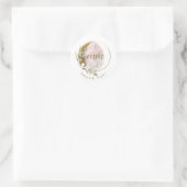 Sticker Rond Blush Rose Doré Monogramme Aquarelle Céleste (Sac)