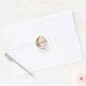 Sticker Rond Blush Rose Doré Monogramme Aquarelle Céleste (Enveloppe)