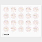 Sticker Rond Blush rose et Gold Wedding Favor Merci (Feuille)